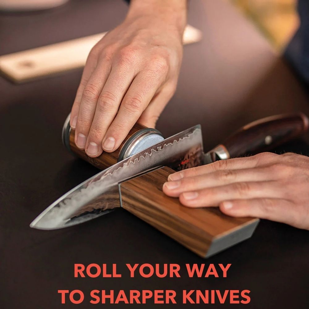 2.0 Knife Sharpener with Diamond Abrasive, Leather Strap Included + Bonuses